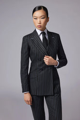 Celeste Double Breasted Blue Stripe Suit Alexandra Dobre