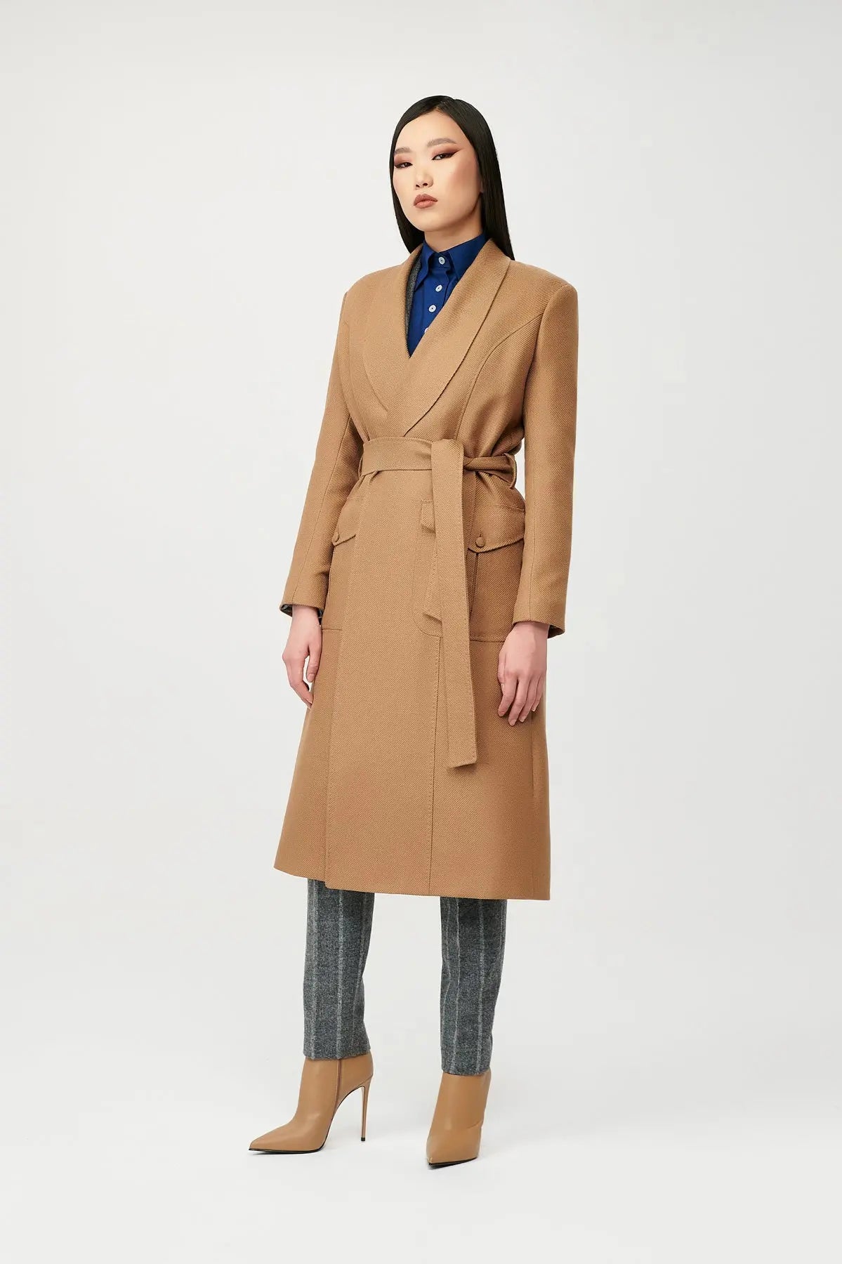 Chloe Wool Wrap Coat with Belt - Alexandra-Dobre.com
