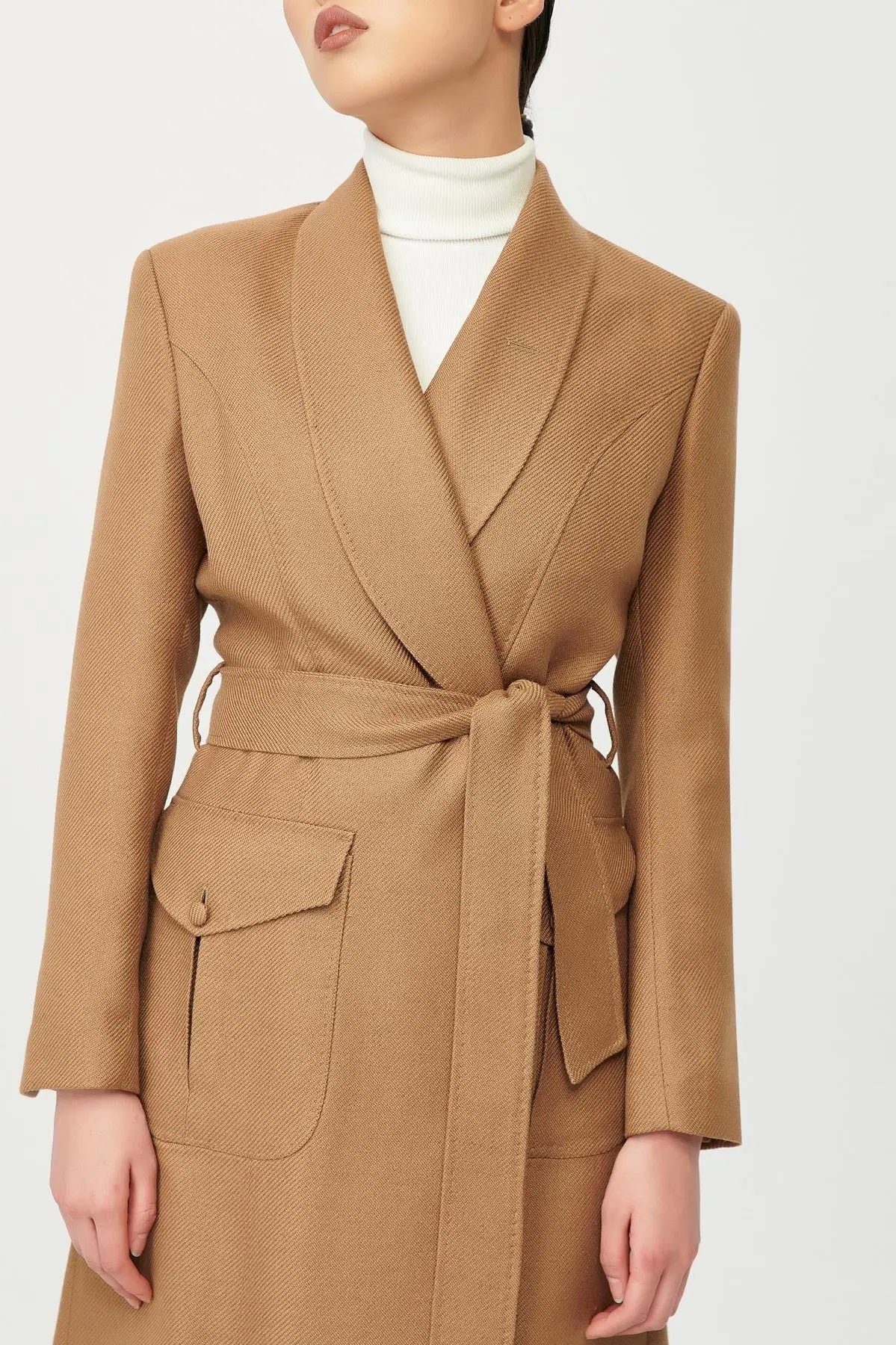 Chloe Wool Wrap Coat with Belt - Alexandra-Dobre.com
