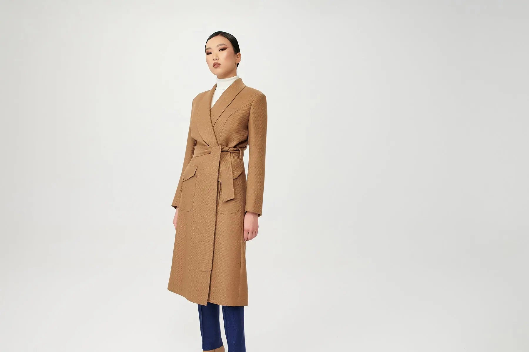 Chloe Wool Wrap Coat with Belt - Alexandra-Dobre.com