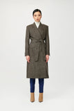 Dusk Wool Wrap Stripe Coat with Belt - Alexandra-Dobre.com