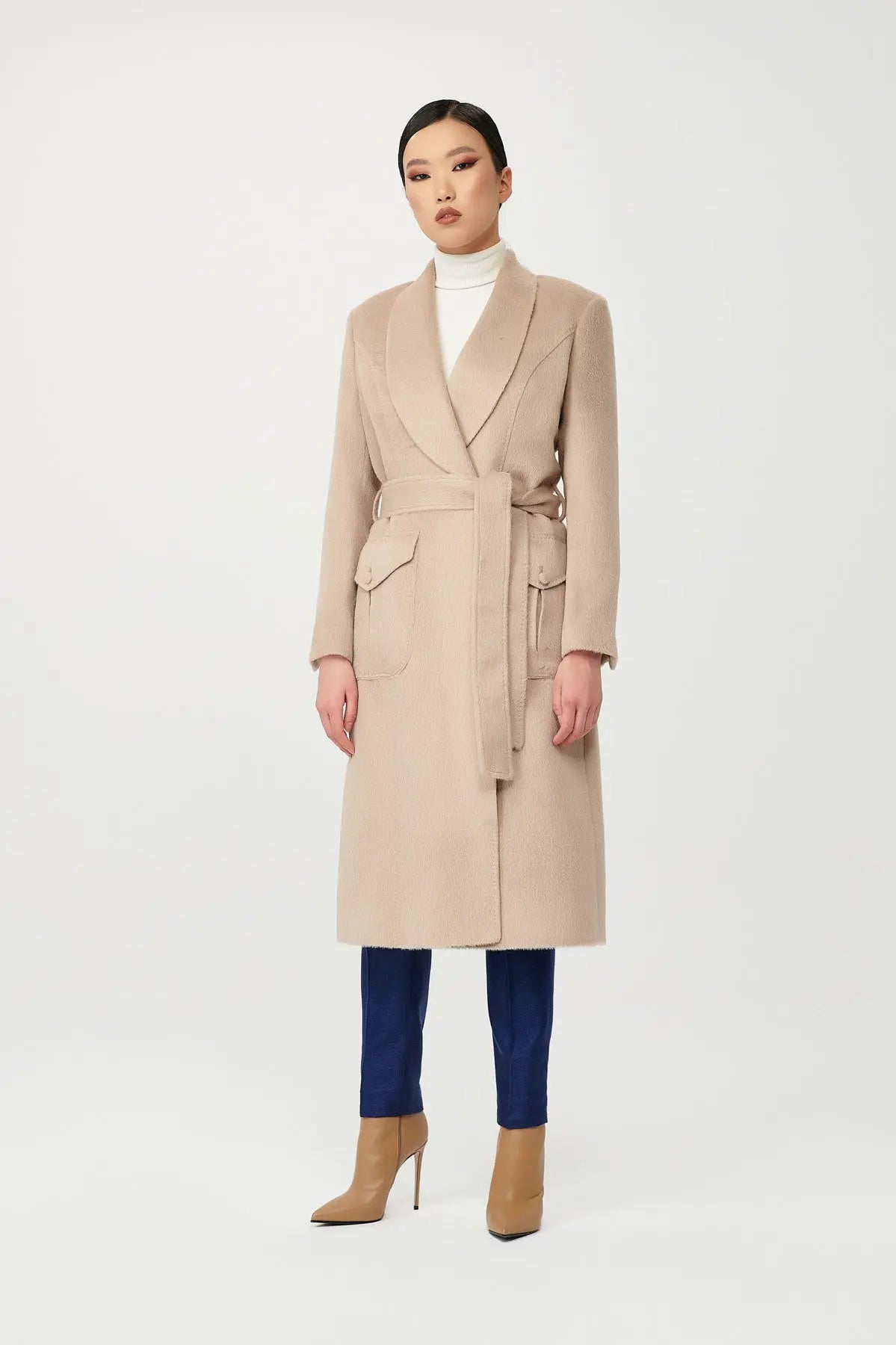 Felicity Wool Wrap Coat with Belt - Alexandra-Dobre.com