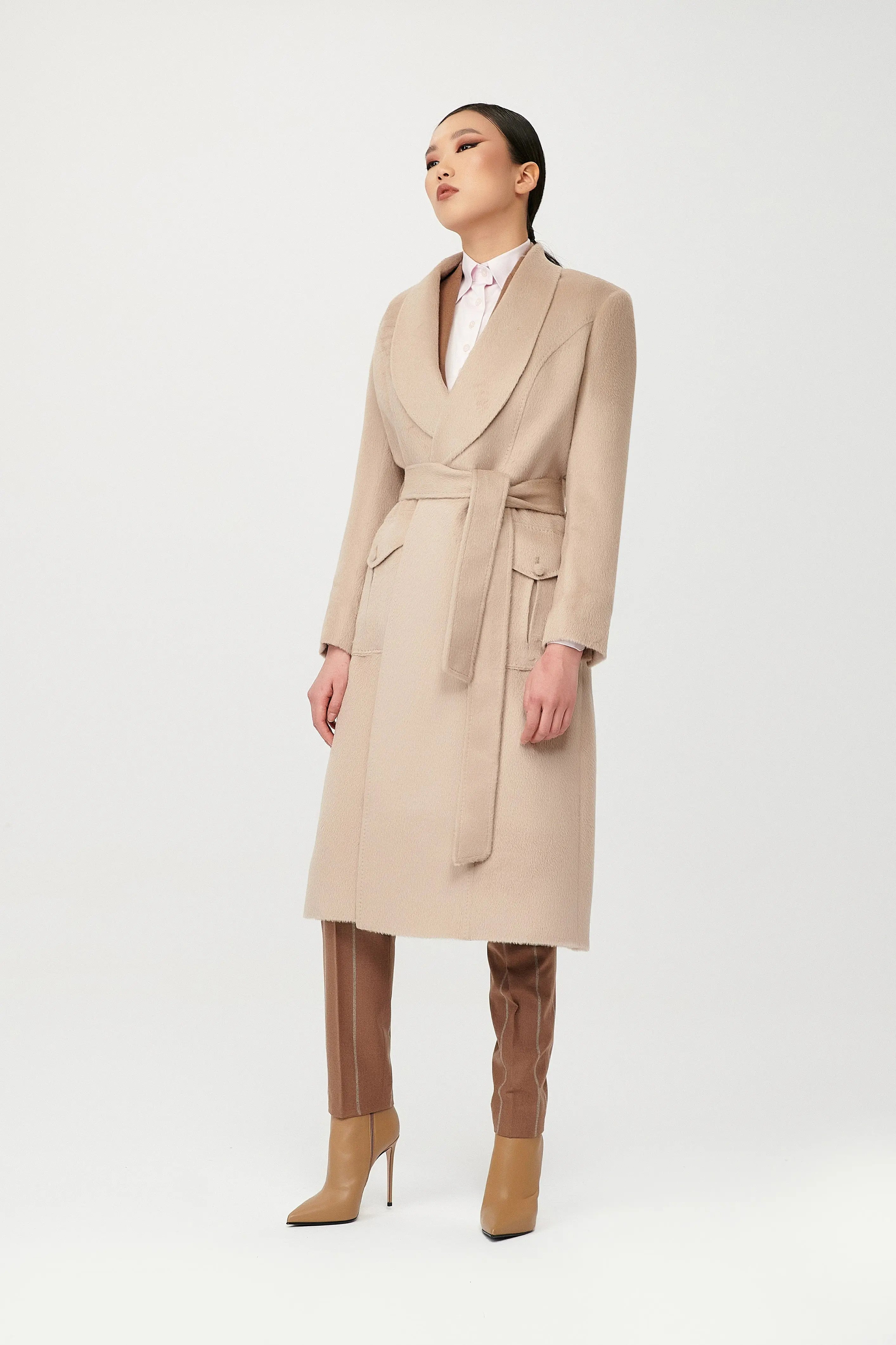 Felicity Wool Wrap Coat with Belt - Alexandra-Dobre.com