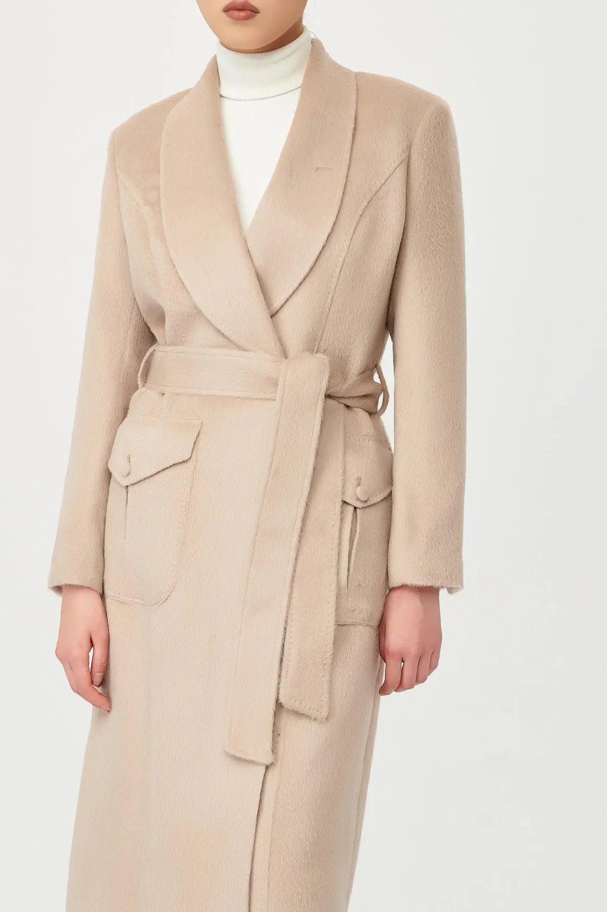 Felicity Wool Wrap Coat with Belt - Alexandra-Dobre.com