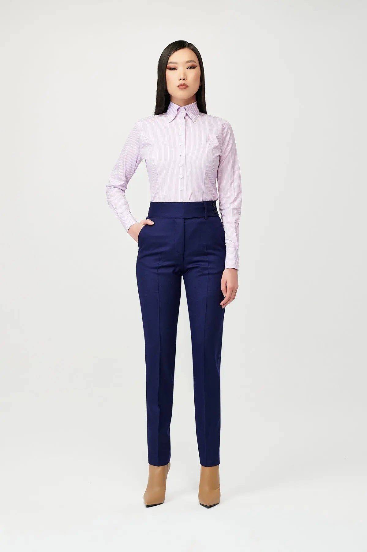 Iris Stripe Fitted Shirt - Alexandra-Dobre.com