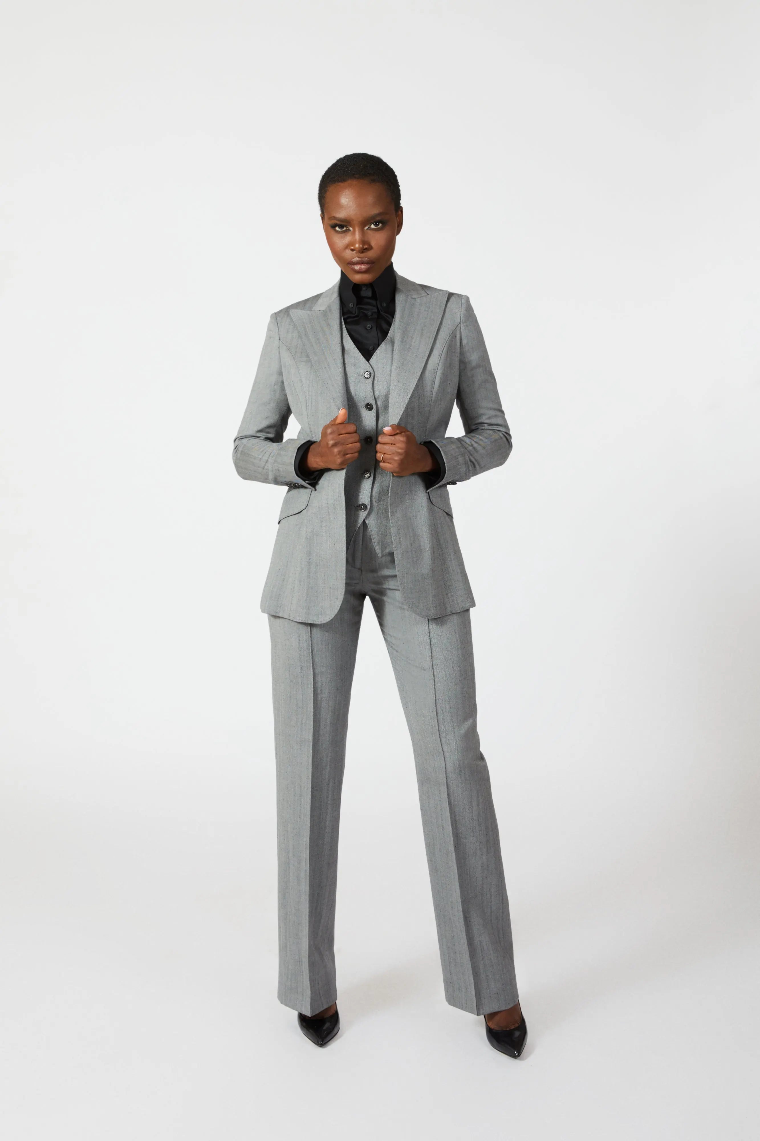 Mink Single Breasted Suit with Waistcoat - Alexandra-Dobre.com