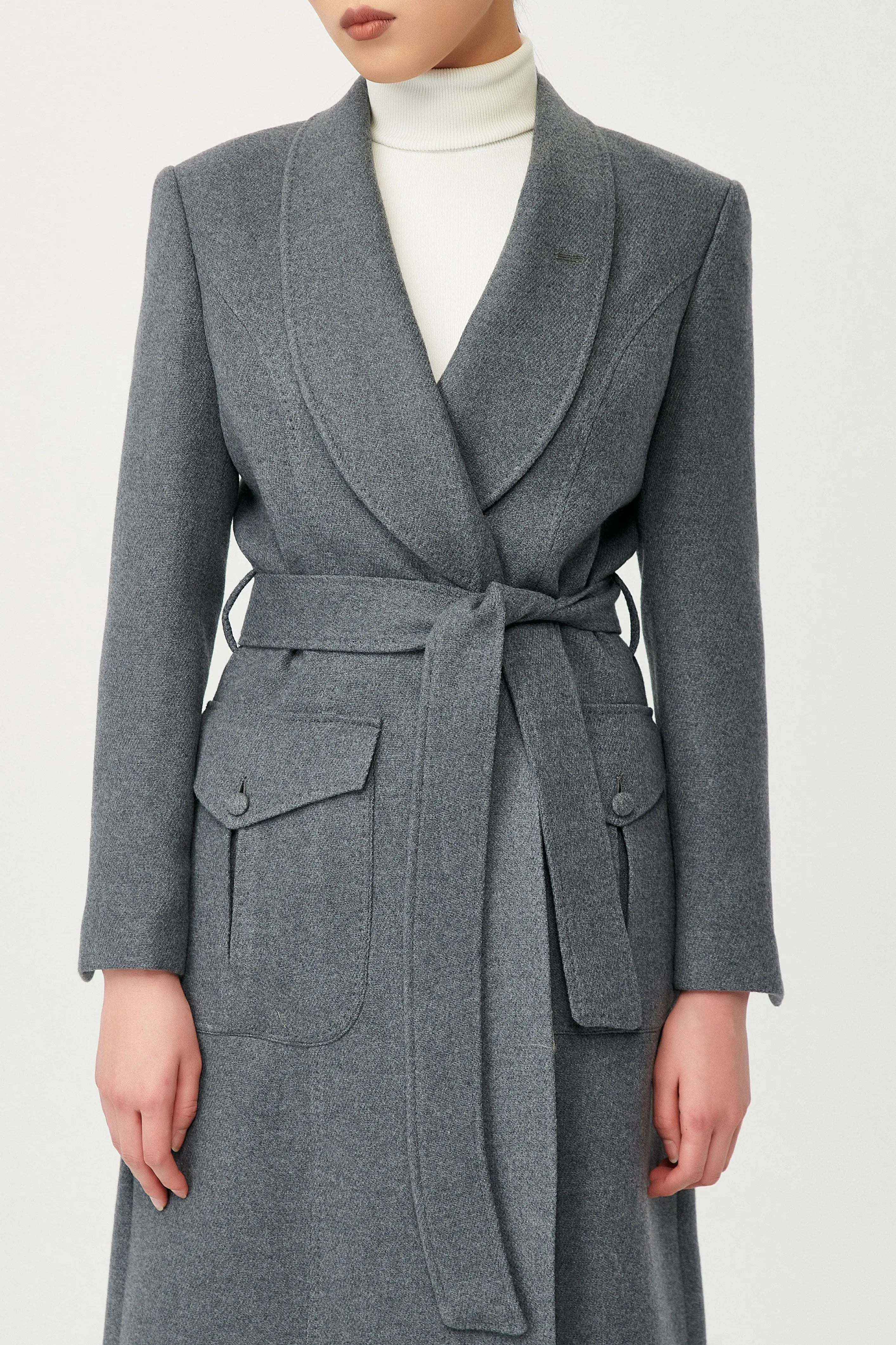 Mirage Wool Wrap Coat with Belt - Alexandra-Dobre.com
