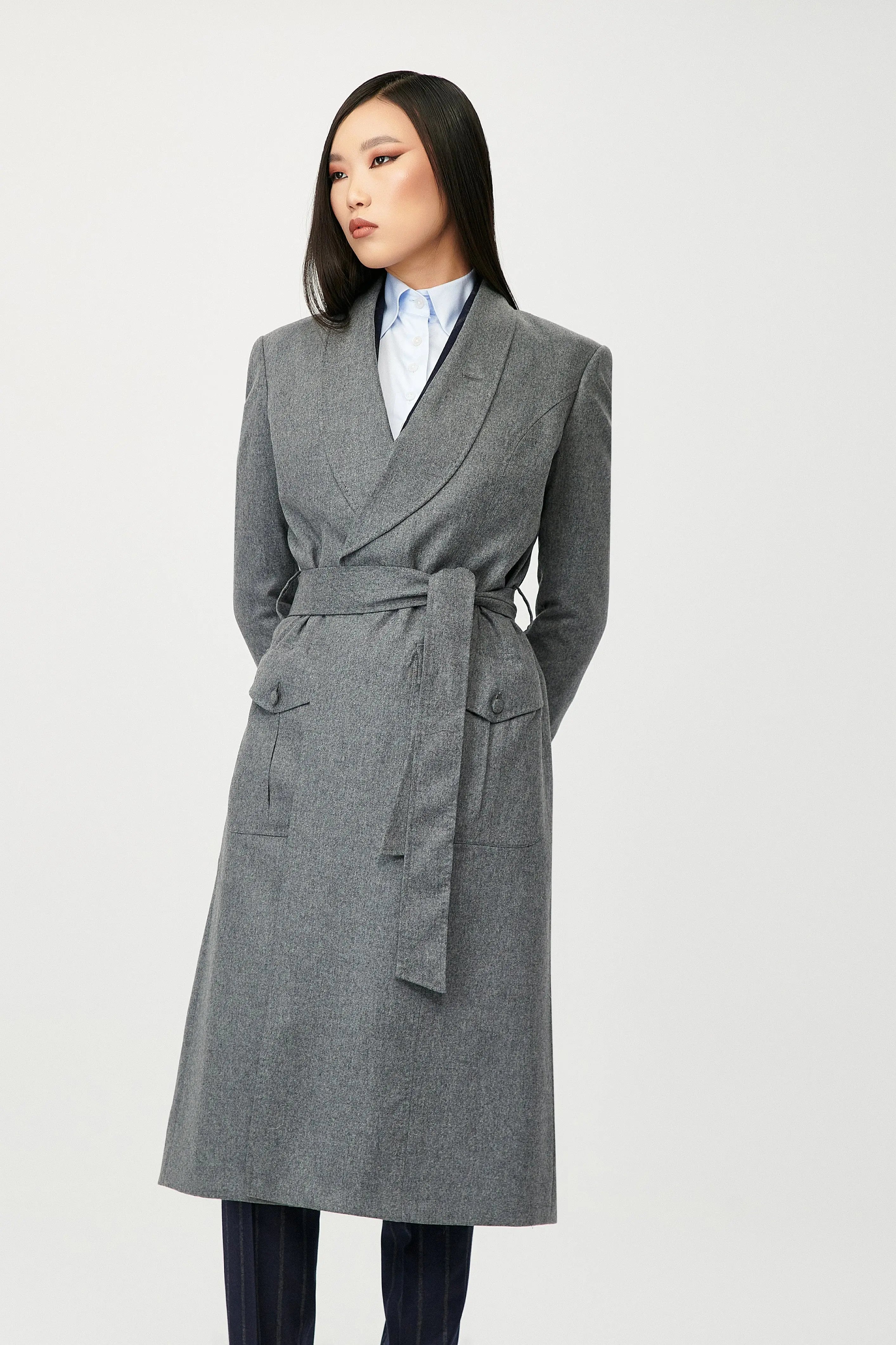 Nube Wool Wrap Coat with Belt - Alexandra-Dobre.com