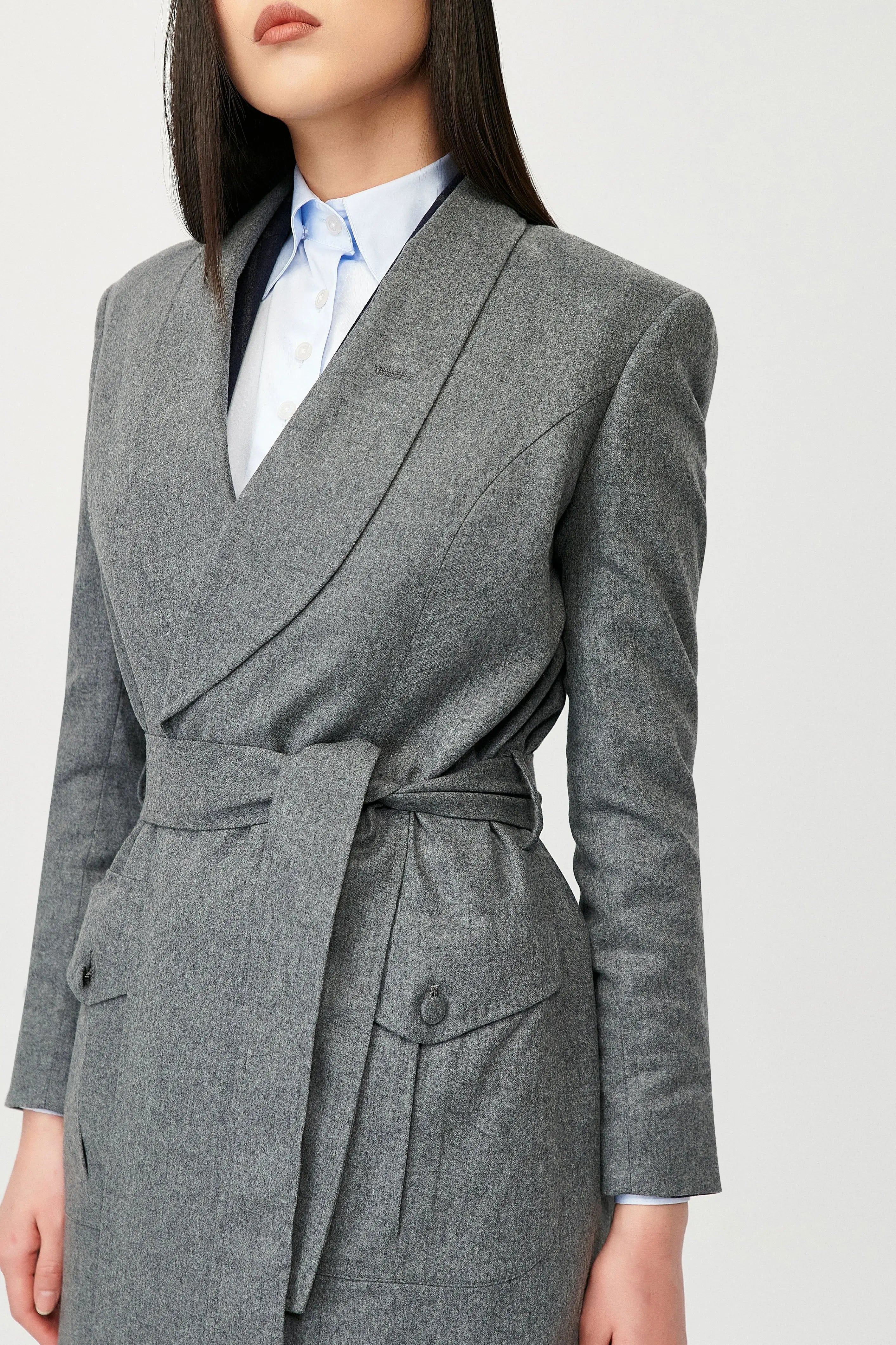 Nube Wool Wrap Coat with Belt - Alexandra-Dobre.com