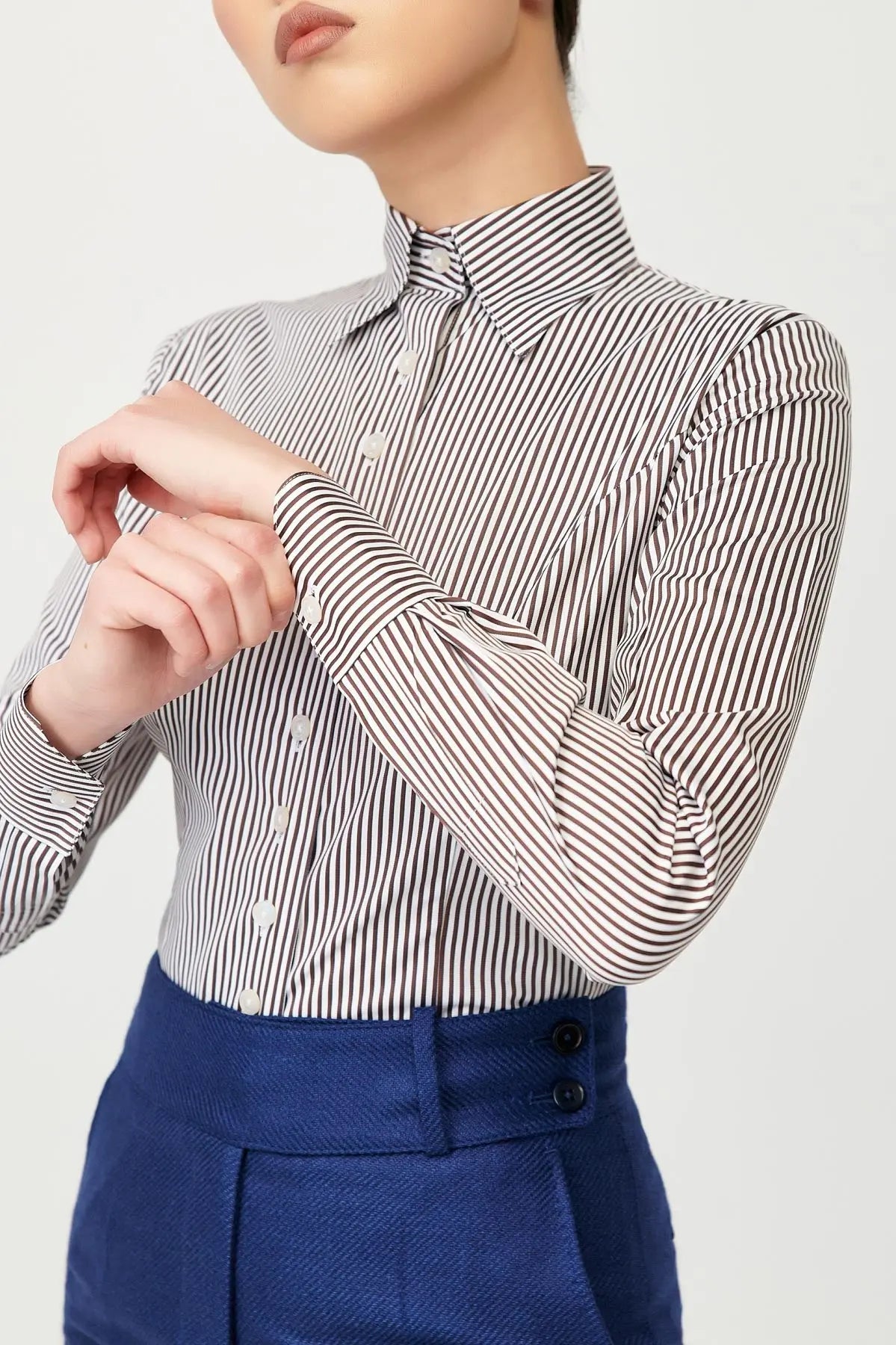Quinn Stripe Fitted Shirt - Alexandra-Dobre.com