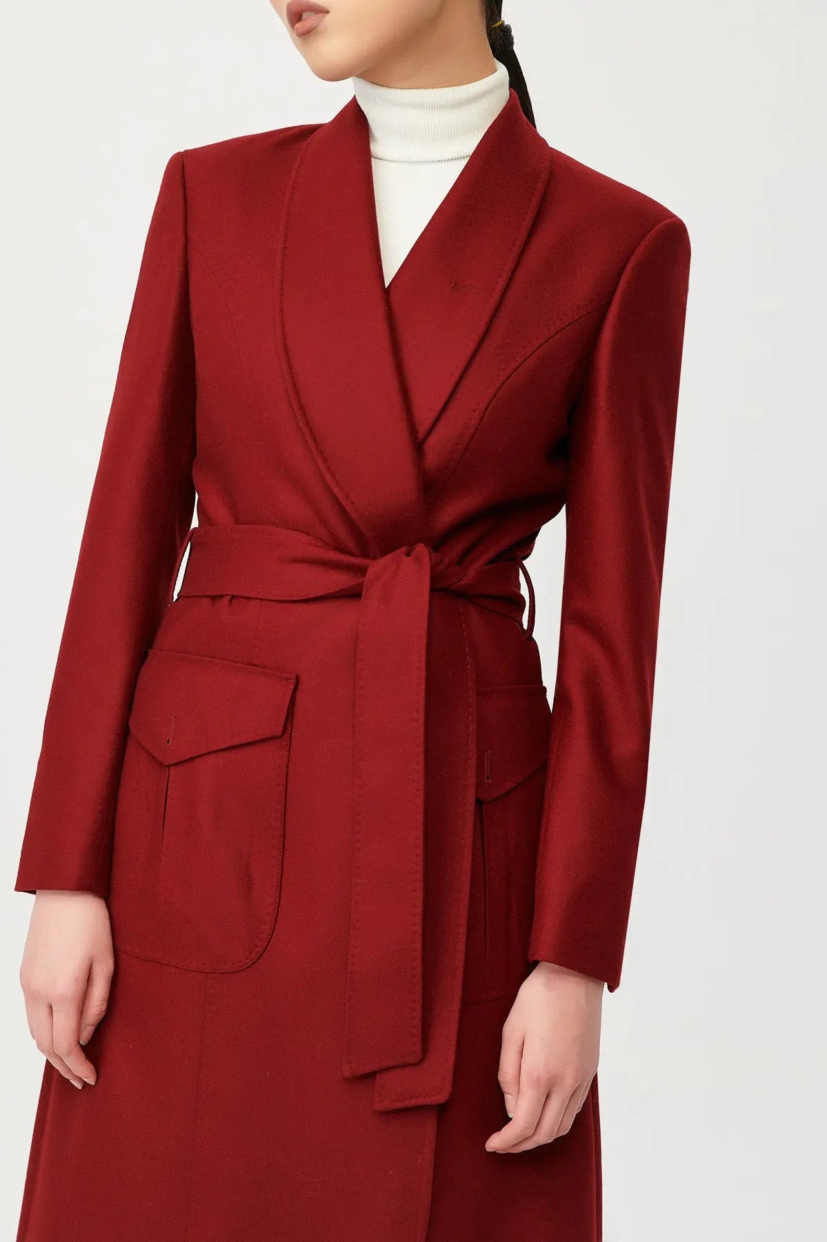 Ruby Wool Wrap Coat with Belt - Alexandra-Dobre.com