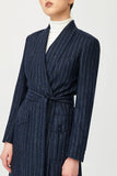 Tinsel Wool Wrap Stripe Coat with Belt - Alexandra-Dobre.com