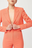 Blush Single Breasted Cropped Suit with Cut-Out Flared Trousers - Alexandra-Dobre.com