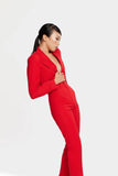 Crinson Single Breasted Cropped Suit with Cut-Out Flared Trousers Alexandra Dobre