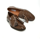 Elegant Mocha Croc Tassel Loafers Alexandra Dobre