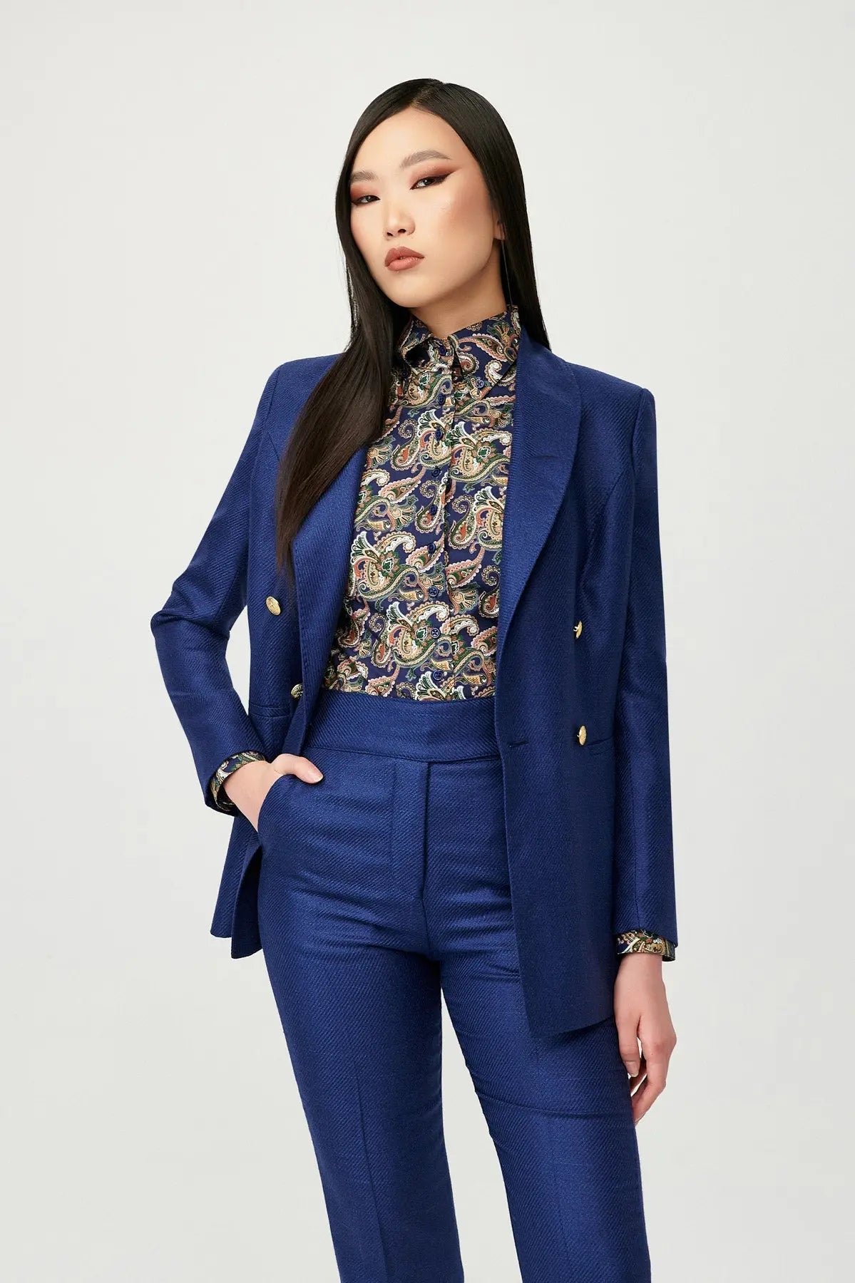 Emery Double Breasted Suit with Gold Buttons - Alexandra-Dobre.com