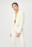 Evie Single Breasted Cropped Suit with Cut-Out Flared Trousers - Alexandra-Dobre.com