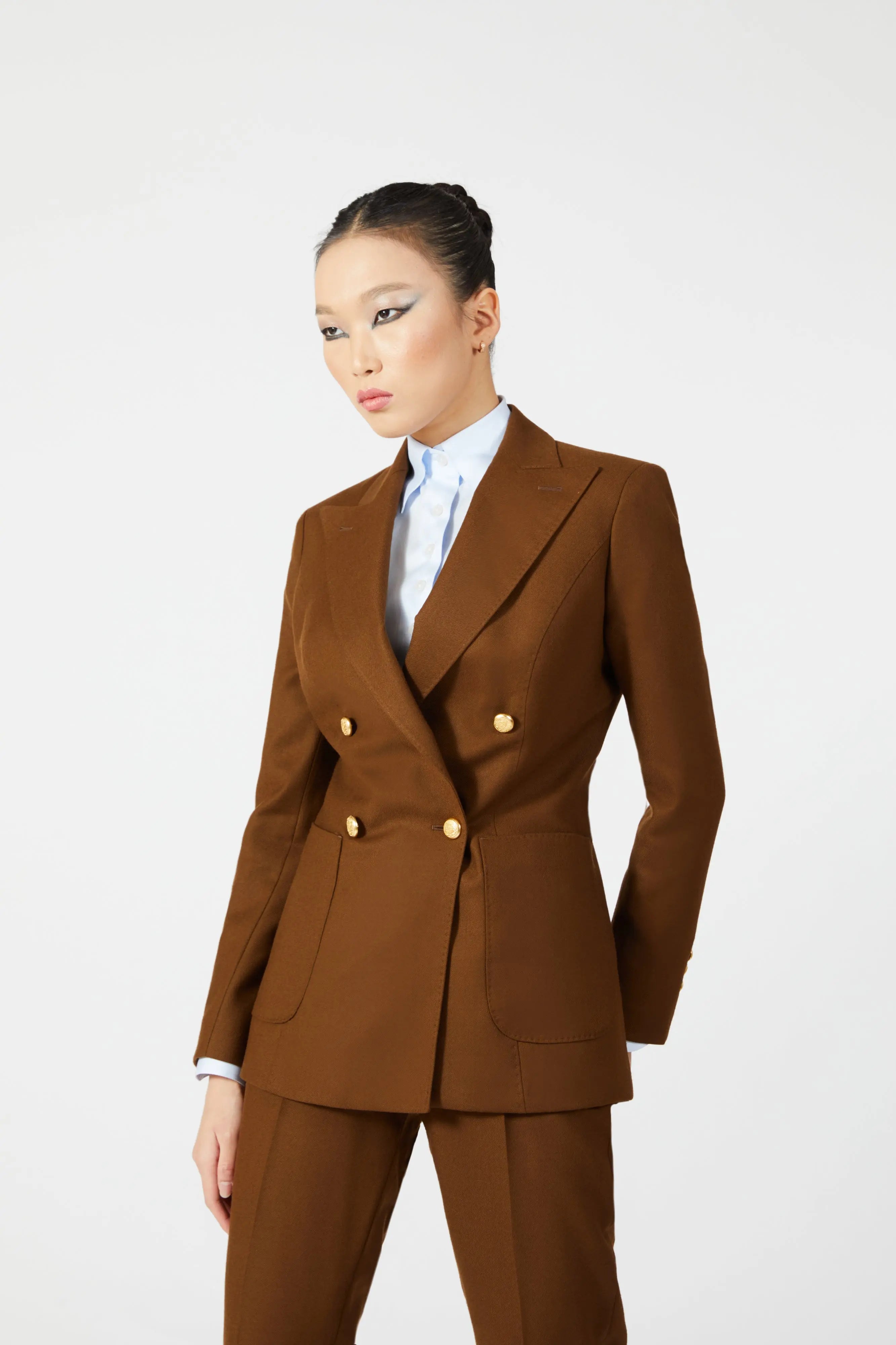 Indira Double Breasted Suit with Gold Buttons - Alexandra-Dobre.com