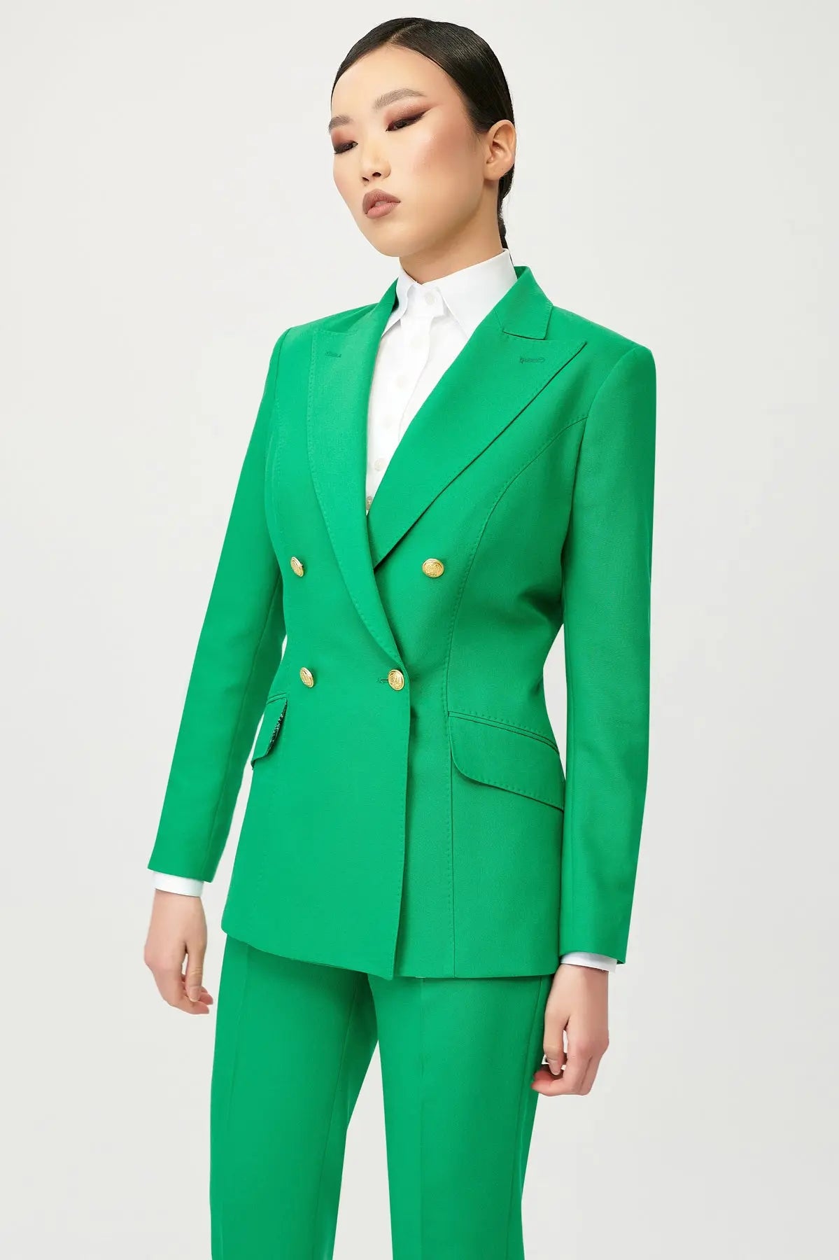 Jarah Double Breasted Suit with Gold Buttons - Alexandra-Dobre.com