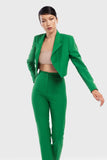 Margot Single Breasted Cropped Suit with Cut-Out Flared Trousers Alexandra Dobre