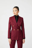 Merlot Double Breasted Suit with Gold Buttons - Alexandra-Dobre.com