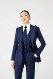 Navy Single Breasted Stripe Suit with Waistcoat Alexandra Dobre