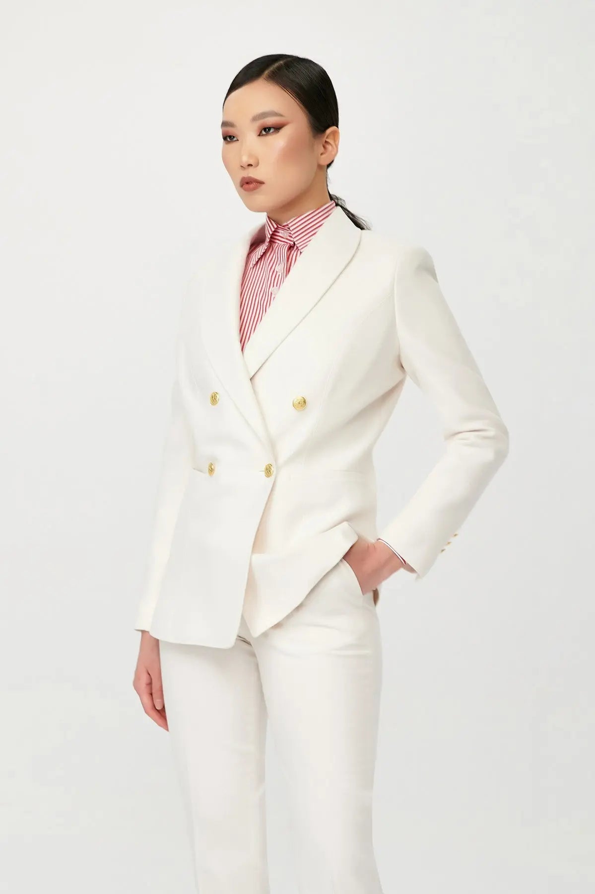 Opal Double Breasted Suit with Gold Buttons - Alexandra-Dobre.com