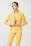 Primrose Single Breasted Cropped Suit with Cut-Out Flared Trousers - Alexandra-Dobre.com