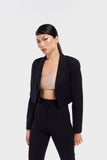 Raisin Single Breasted Cropped Suit with Cut-Out Flared Trousers Alexandra Dobre