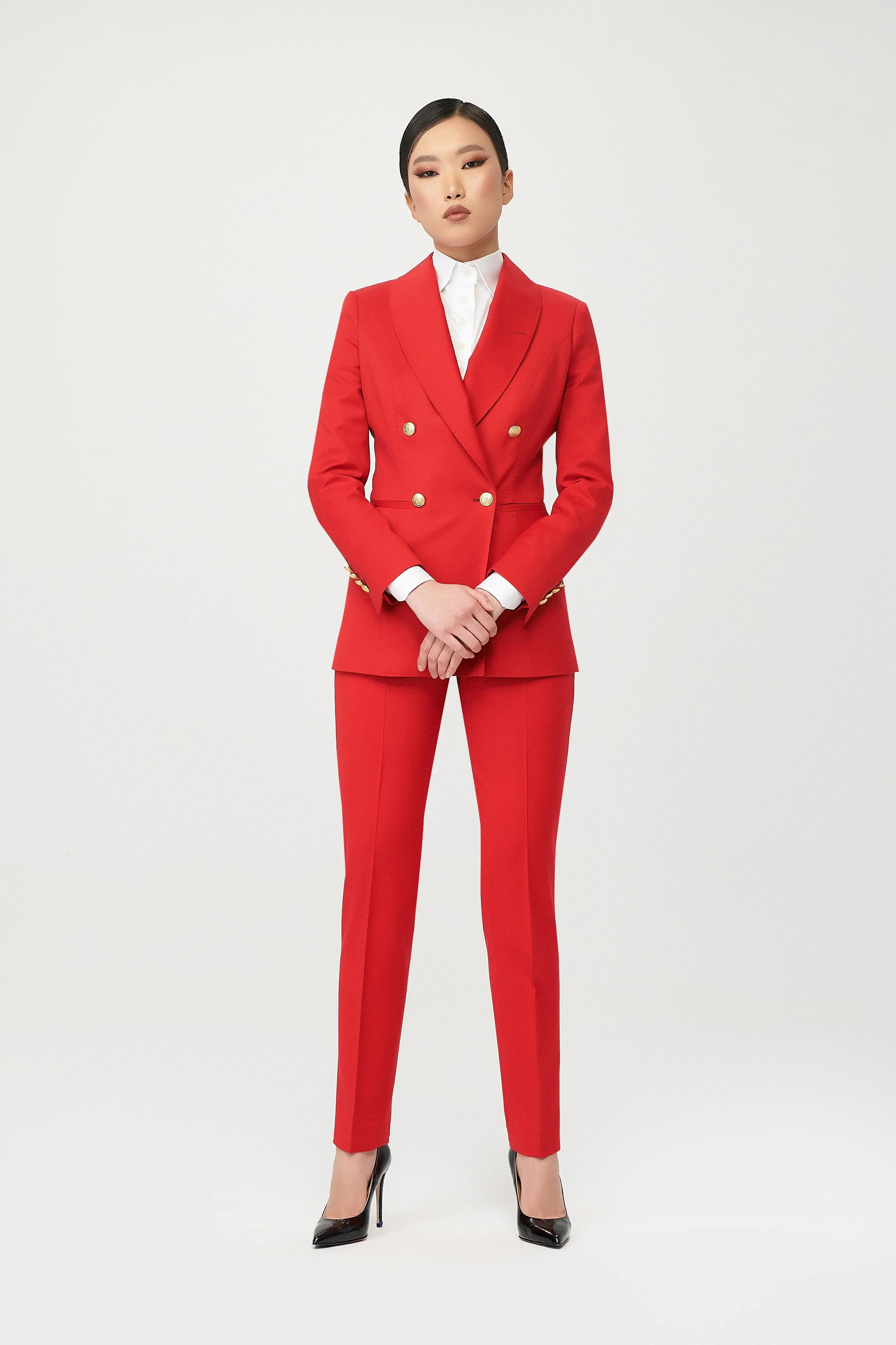 Rasha Double Breasted Suit with Gold Buttons - Alexandra-Dobre.com