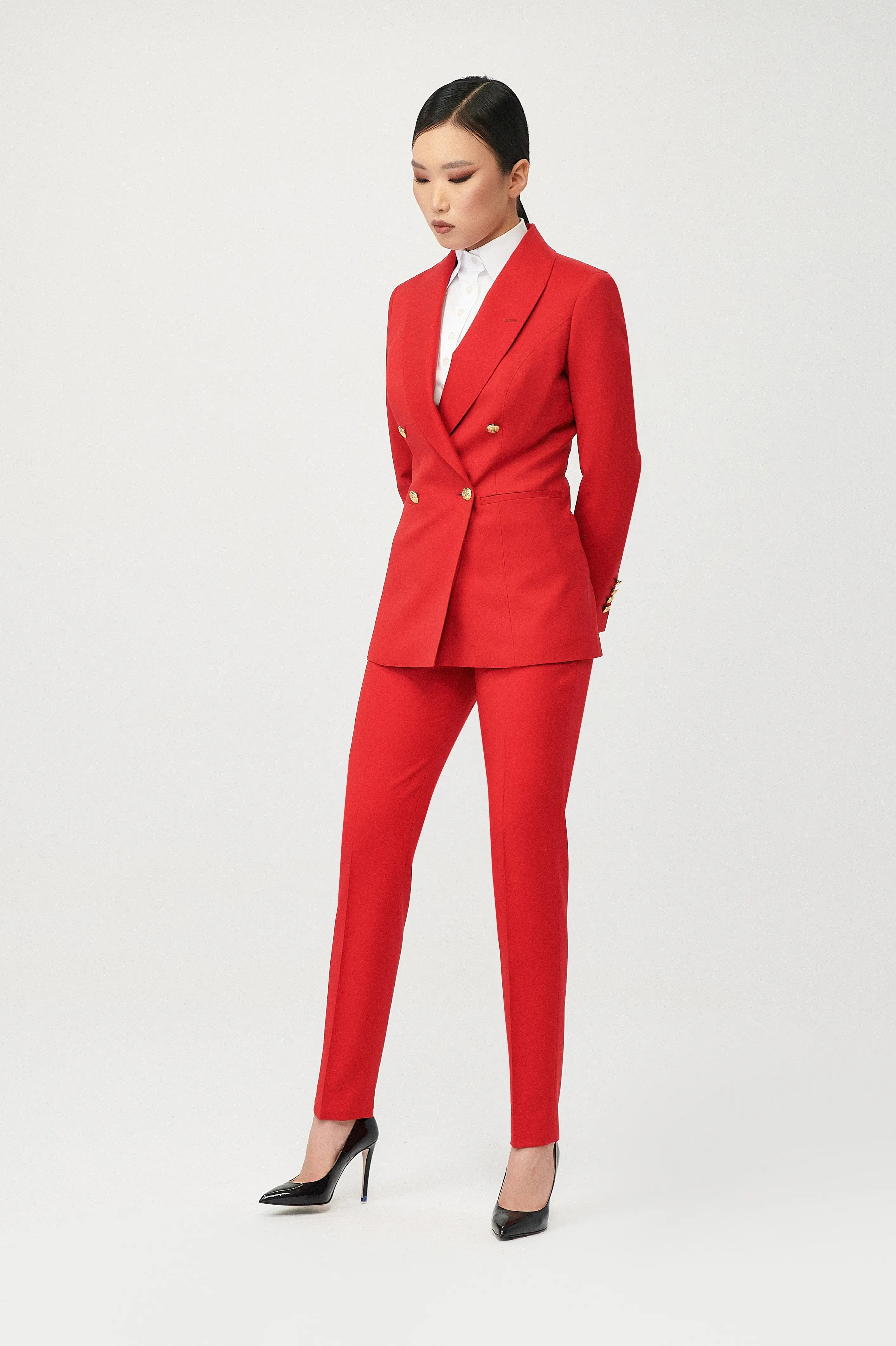 Rasha Double Breasted Suit with Gold Buttons - Alexandra-Dobre.com