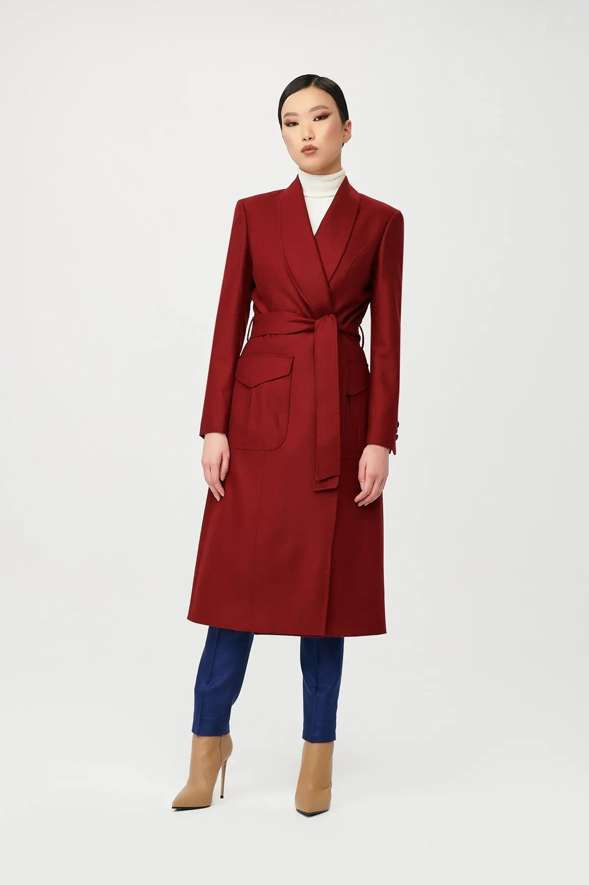Ruby Wool Wrap Coat with Belt - Alexandra-Dobre.com