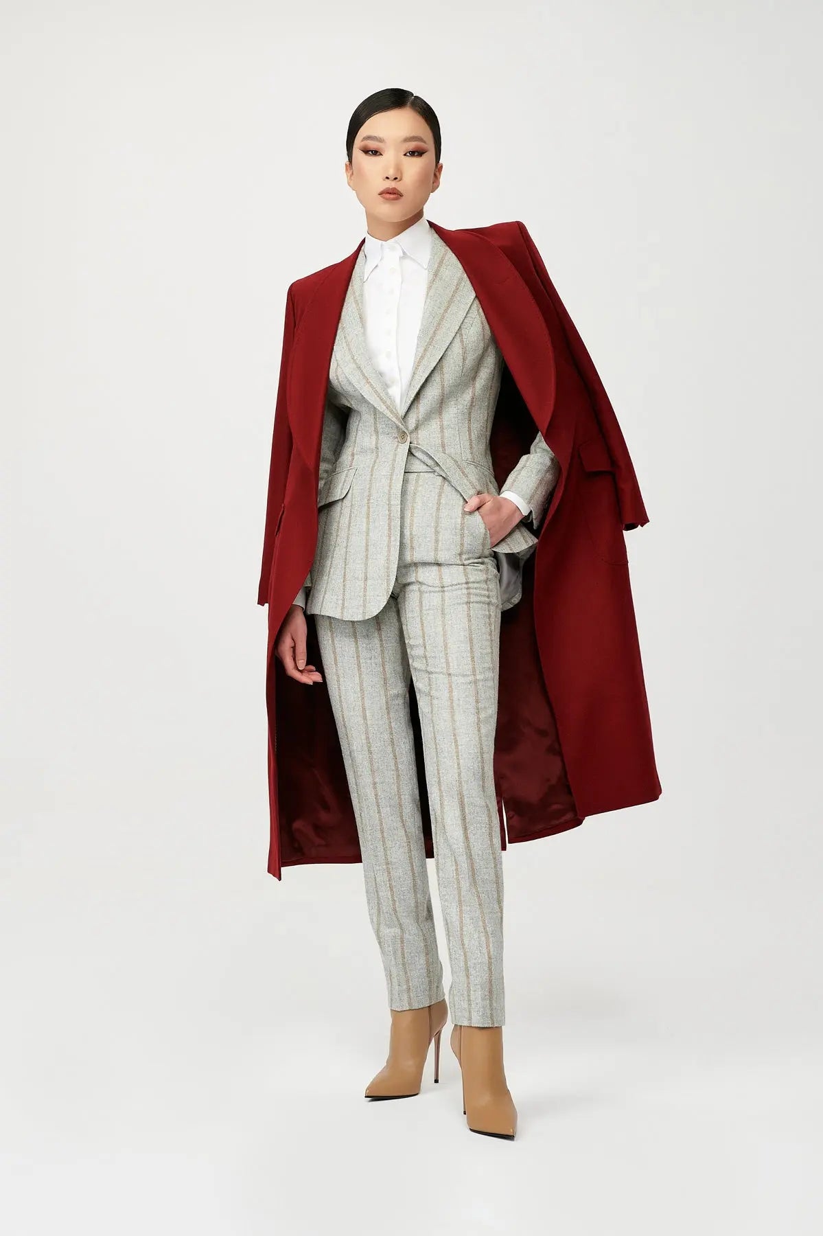 Ruby Wool Wrap Coat with Belt - Alexandra-Dobre.com