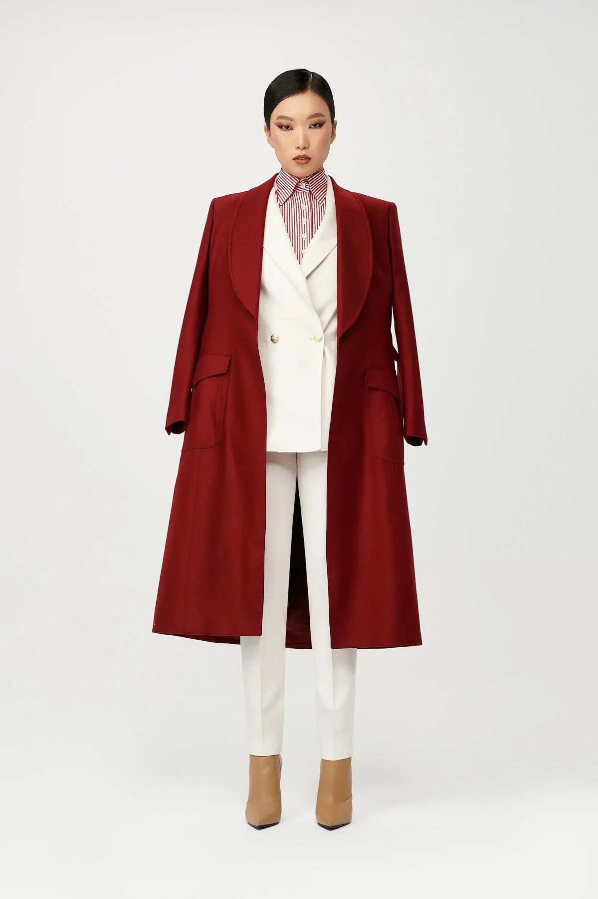 Ruby Wool Wrap Coat with Belt - Alexandra-Dobre.com