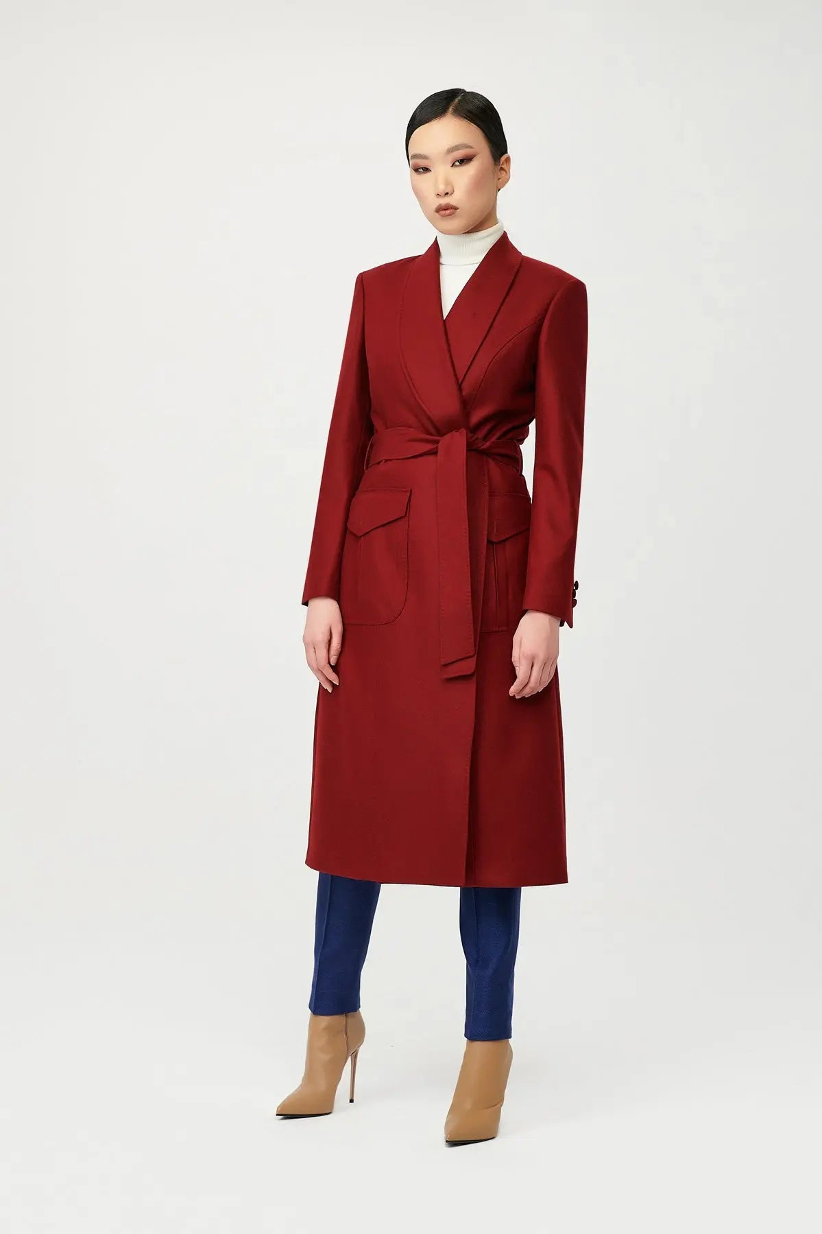 Ruby Wool Wrap Coat with Belt - Alexandra-Dobre.com