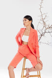 Salmon Double Breasted Suit with Knee-Length Shorts Alexandra Dobre