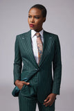 Saphire Green Single Breasted Stripe Suit Alexandra Dobre
