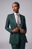 Saphire Green Single Breasted Stripe Suit Alexandra Dobre