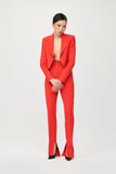 Scarlet Single Breasted Cropped Suit with Cut-Out Flared Trousers - Alexandra-Dobre.com