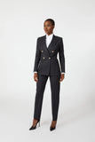 Senay Double Breasted Stripe Suit with Gold Buttons - Alexandra-Dobre.com