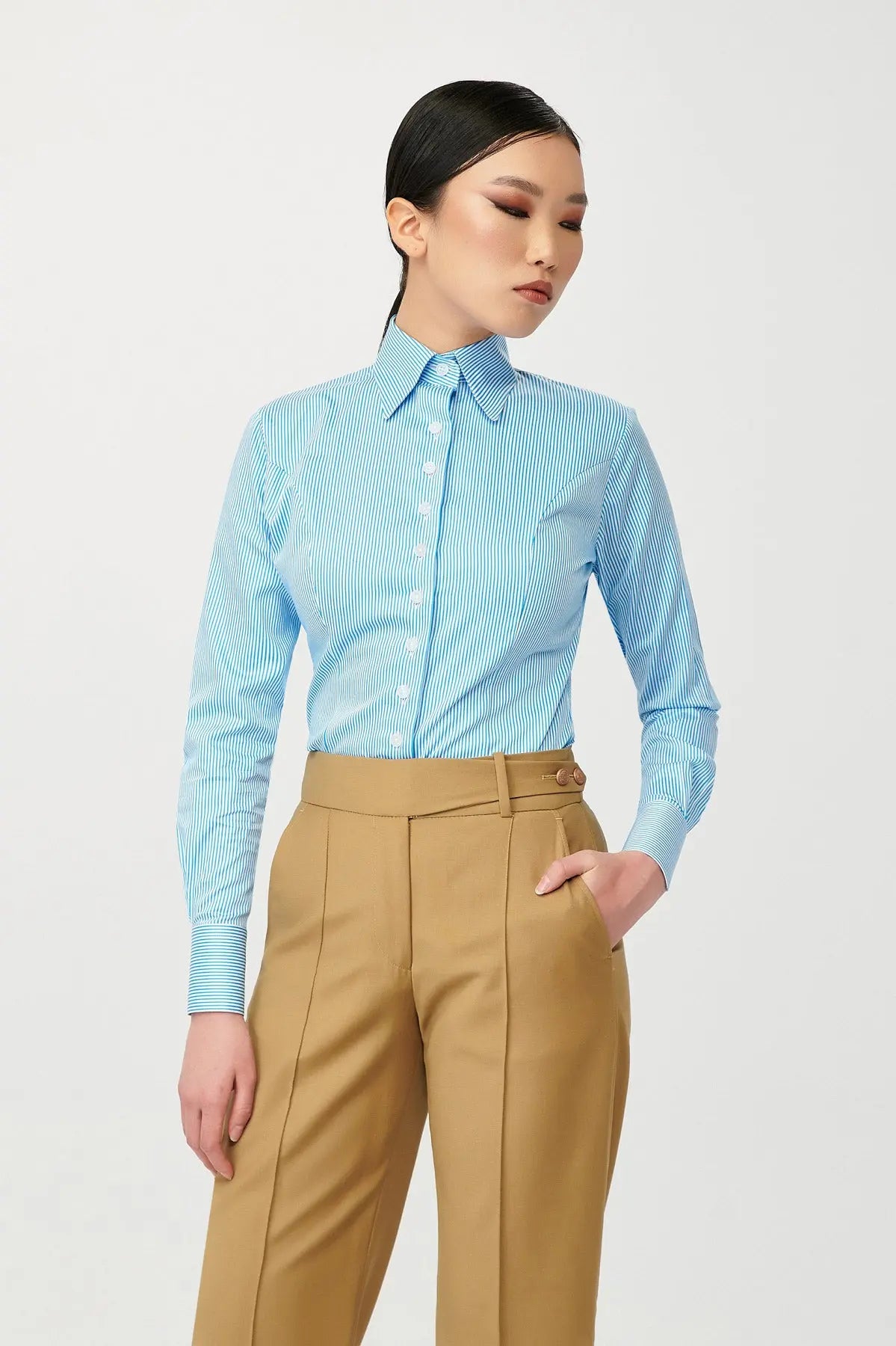 Sky Stripe Fitted Shirt - Alexandra-Dobre.com