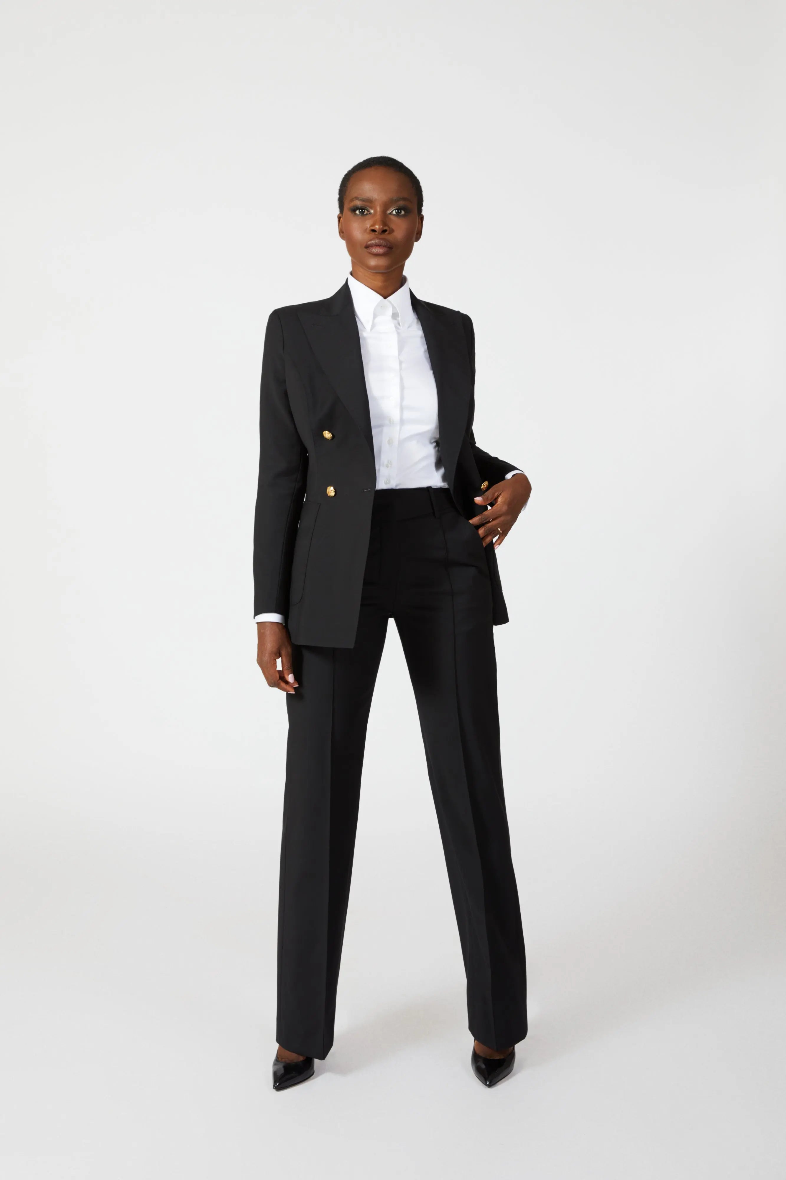 Lilith Double Breasted Suit with Gold Buttons - Alexandra-Dobre.com