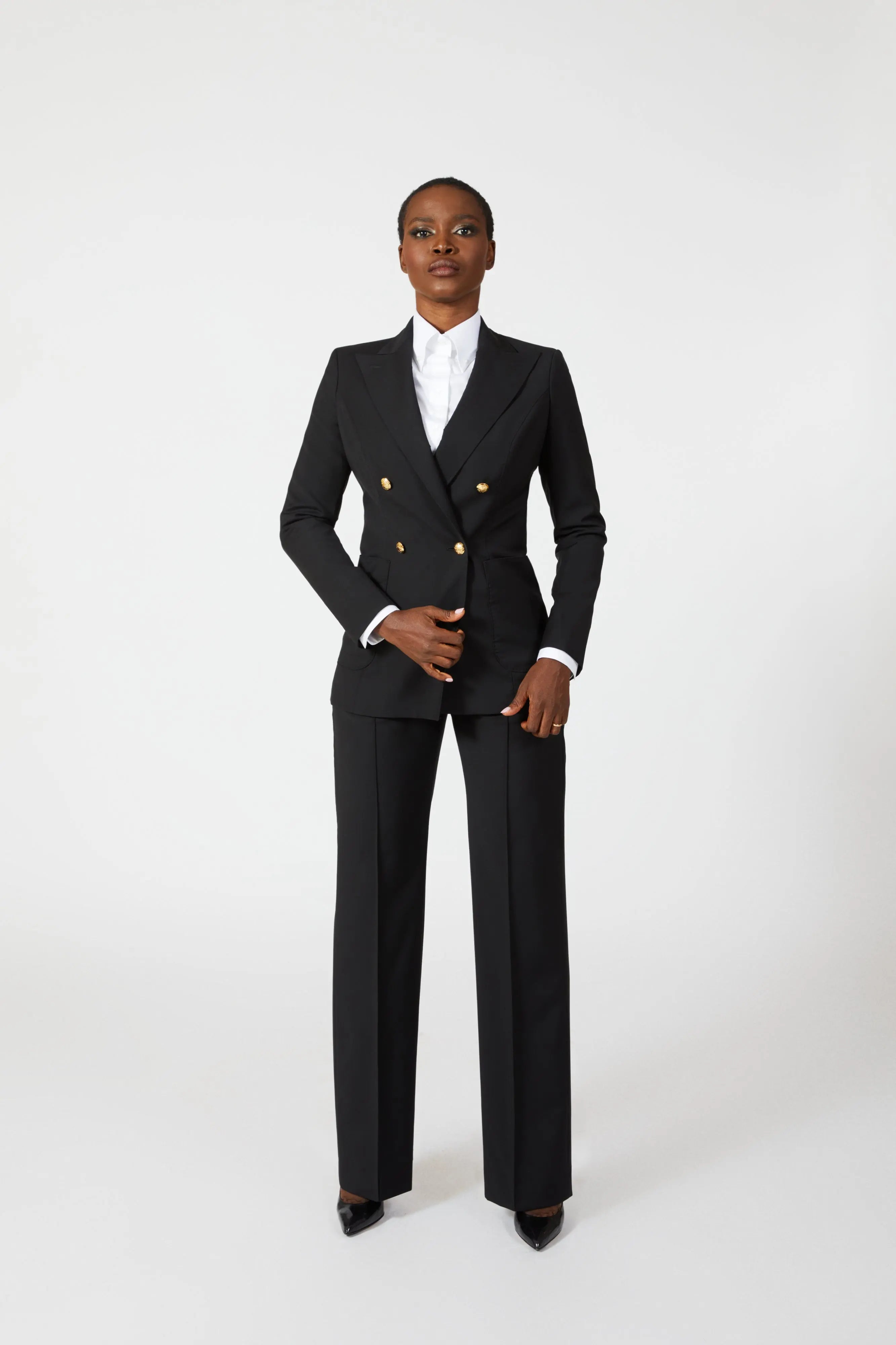 Lilith Double Breasted Suit with Gold Buttons - Alexandra-Dobre.com